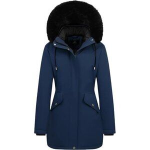 Women's Winter Down Coat Thicken Fleece Lined Blue
